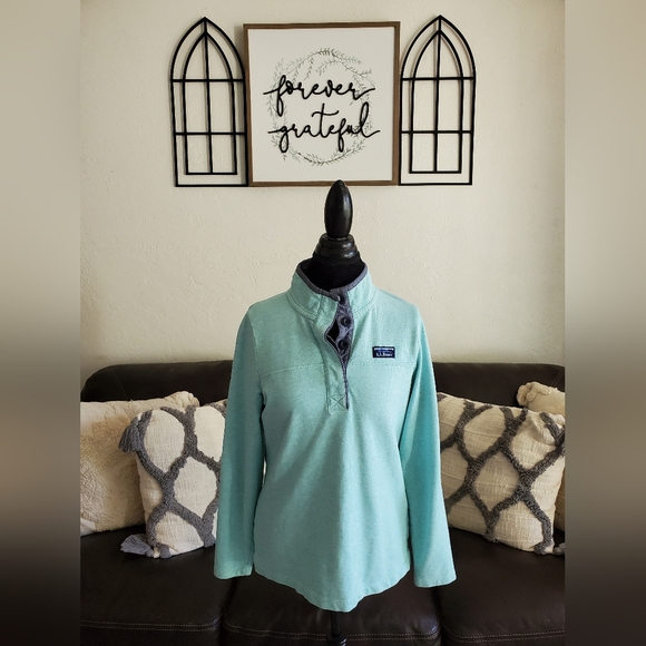 L.L. Bean Sea Foam Green 1/2-button Pullover, Sweater Size Small Classic Boho - Picture 14 of 14